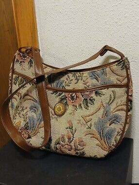 Vintage Mitzi Floral Tapestry Shoulder Bag Boho Hobo Purse Cottagecore